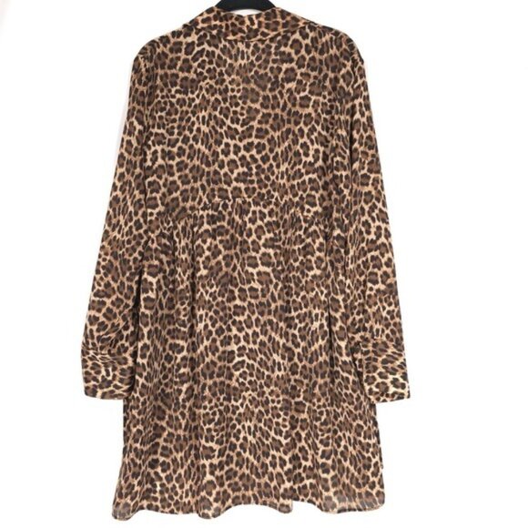 ZARA Flowy V-neck Leopard Oversized Top Shirt Mini‎ Dress LARGE 8355/237 BLOGGER - Picture 3 of 12